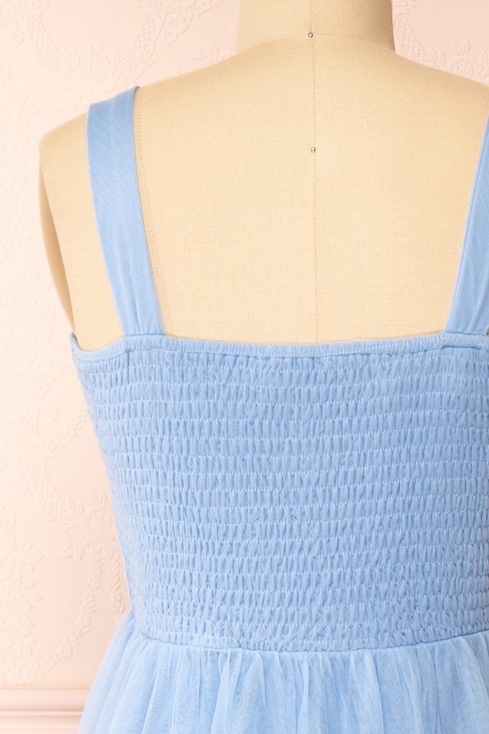 Musai Blue Long Dress w/ Ruched Top | Boutique 1861 back