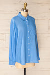 Musigen Blue Oversized Linen Shirt | La petite garçonne side view