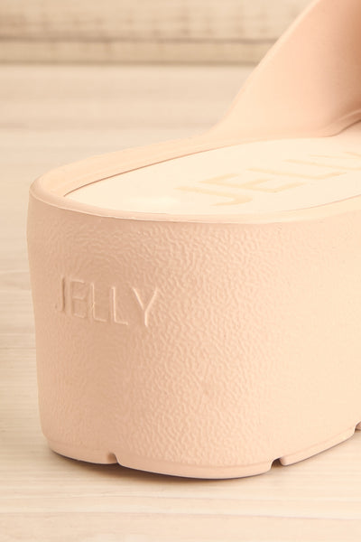 Muur Blush Pink Platform Slide Sandals | La petite garçonne back close-up