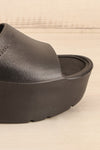 Muur Black Platform Slide Sandals | La petite garçonne side front close-up