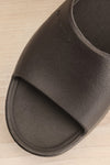 Muur Black Platform Slide Sandals | La petite garçonne flat close-up