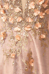 Mynia Midi Gown w/ Floral Appliqués | Boutique 1861 fabric