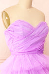 Myrah Lavender Strapless Tiered Tulle Short Dress | Boutique 1861 side close-up