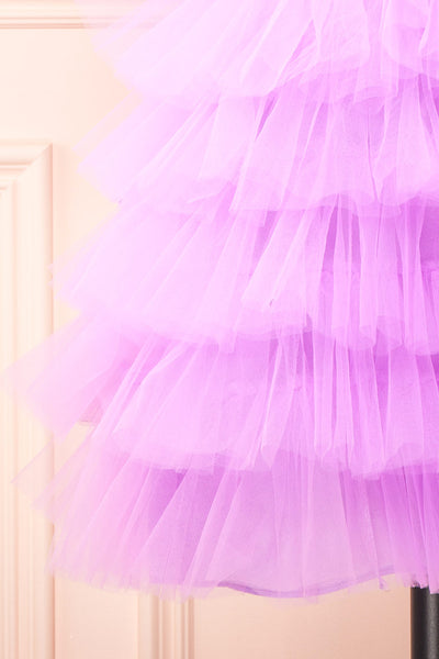 Myrah Lavender Strapless Tiered Tulle Short Dress | Boutique 1861 bottom