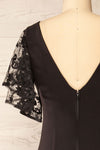 Myrania Black Fitted Midi Dress w/ Short Sleeves | La petite garçonne  back close-up