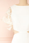 Myranie Ivory Mermaid Maxi Dress w/ Golden Lace Sleeves front
