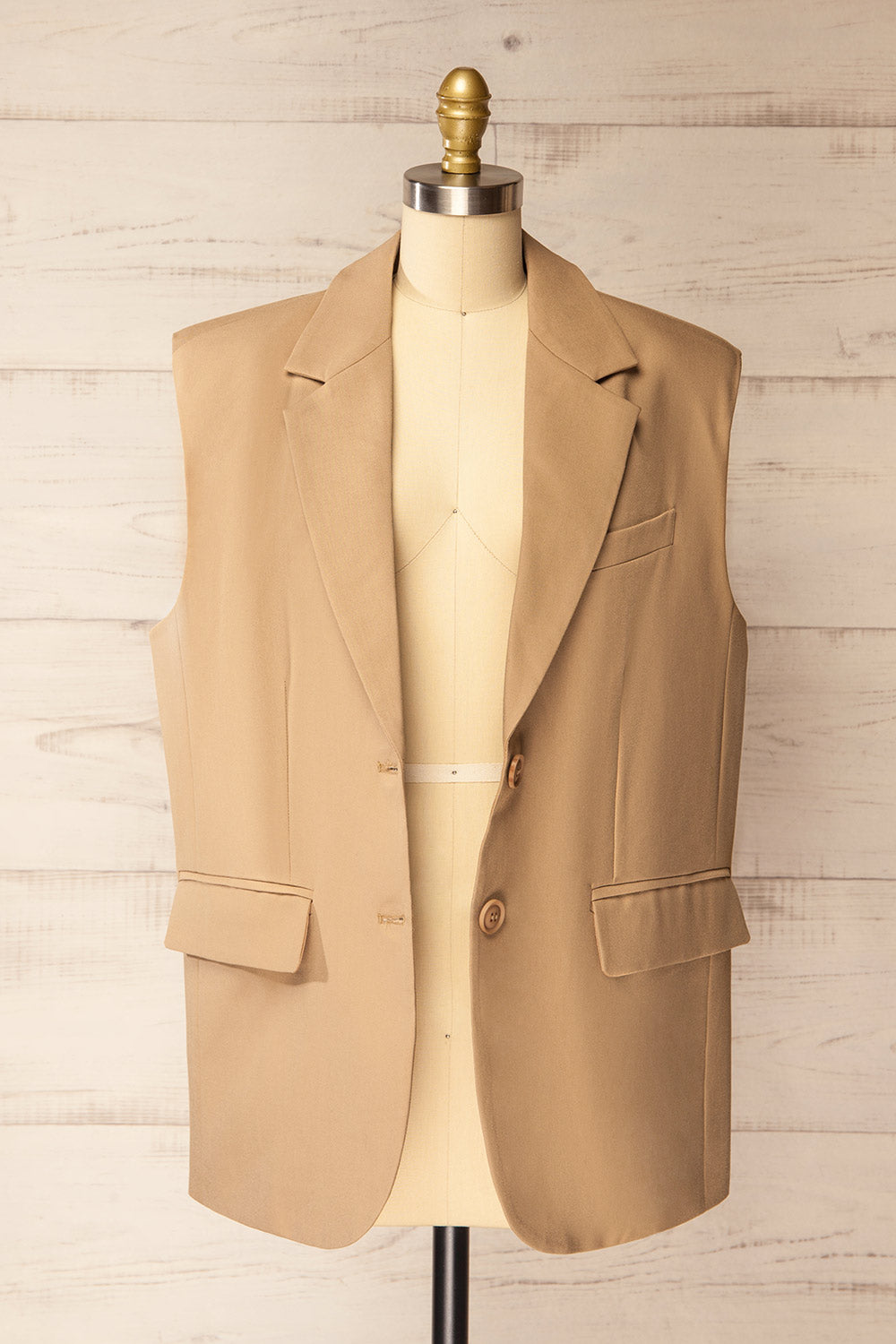 Myret Long Sleeveless Beige Blazer La petite garçonne