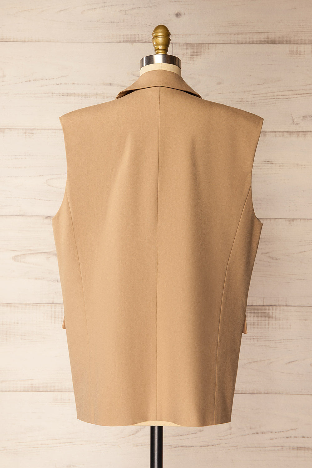 Myret Long Sleeveless Beige Blazer | La petite garçonne back view