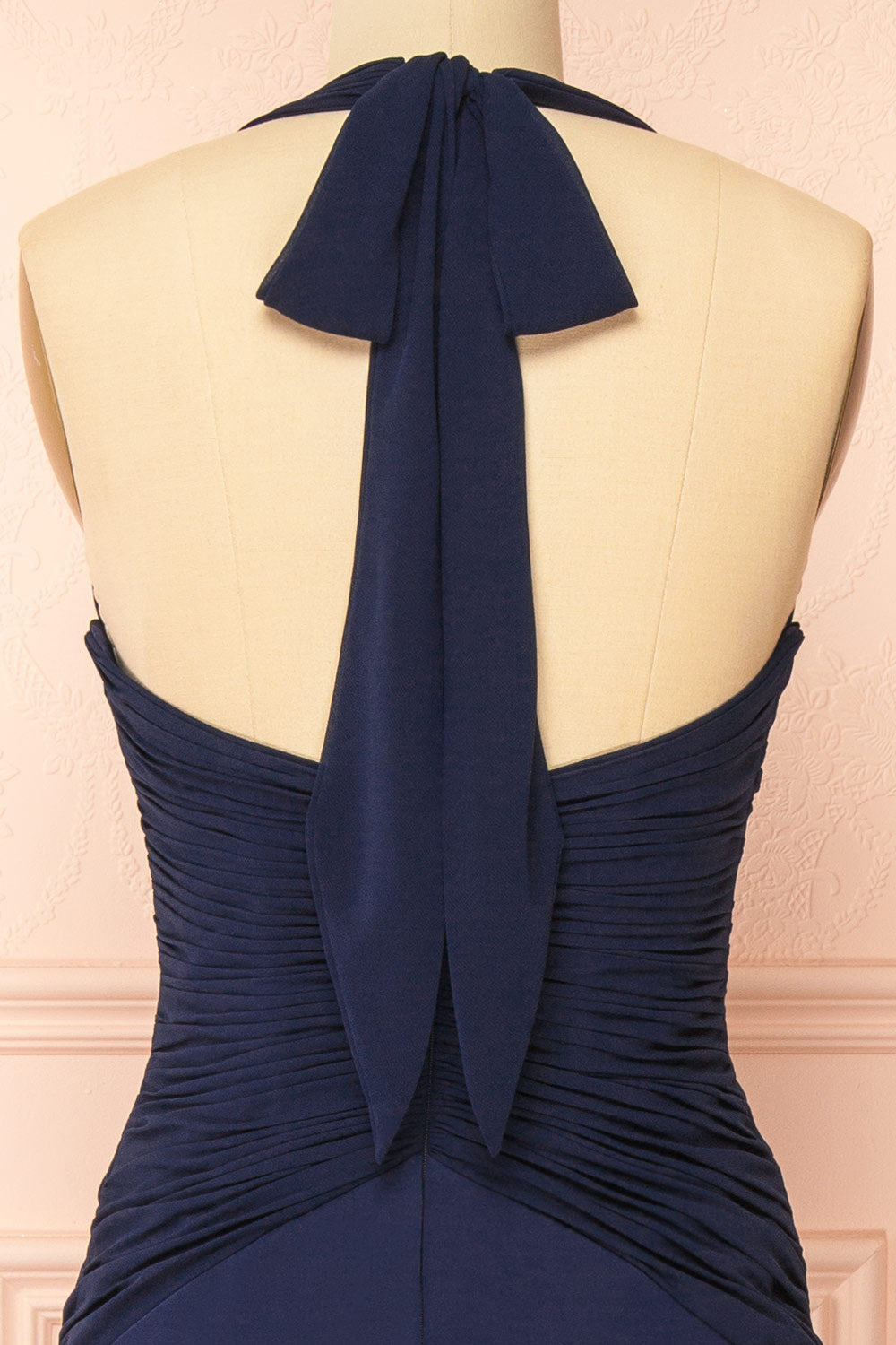 Myrna Navy Mermaid Maxi Chiffon Dress with Halter Neck | Boutique 1861 back