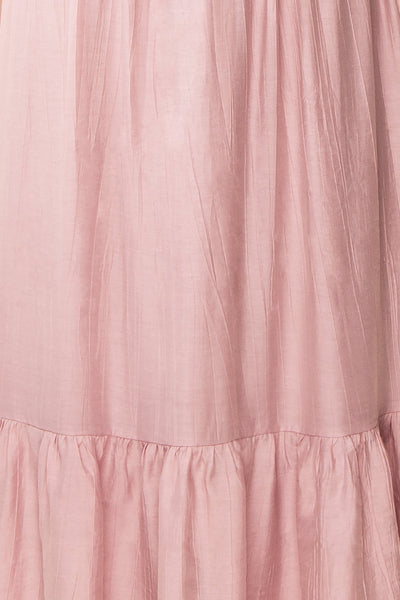 Myrtille Mauve Midi Dress w/ Ruffled Sleeves | Boutique 1861 texture
