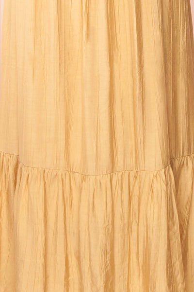 Myrtille Beige Midi Dress w/ Ruffled Sleeves | Boutique 1861 texture