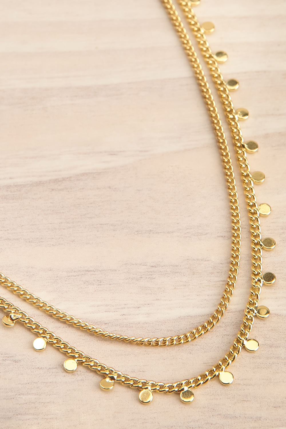 Mysian Gold Layered Chain Necklace w/ Pendants | La petite garçonne flat close-up