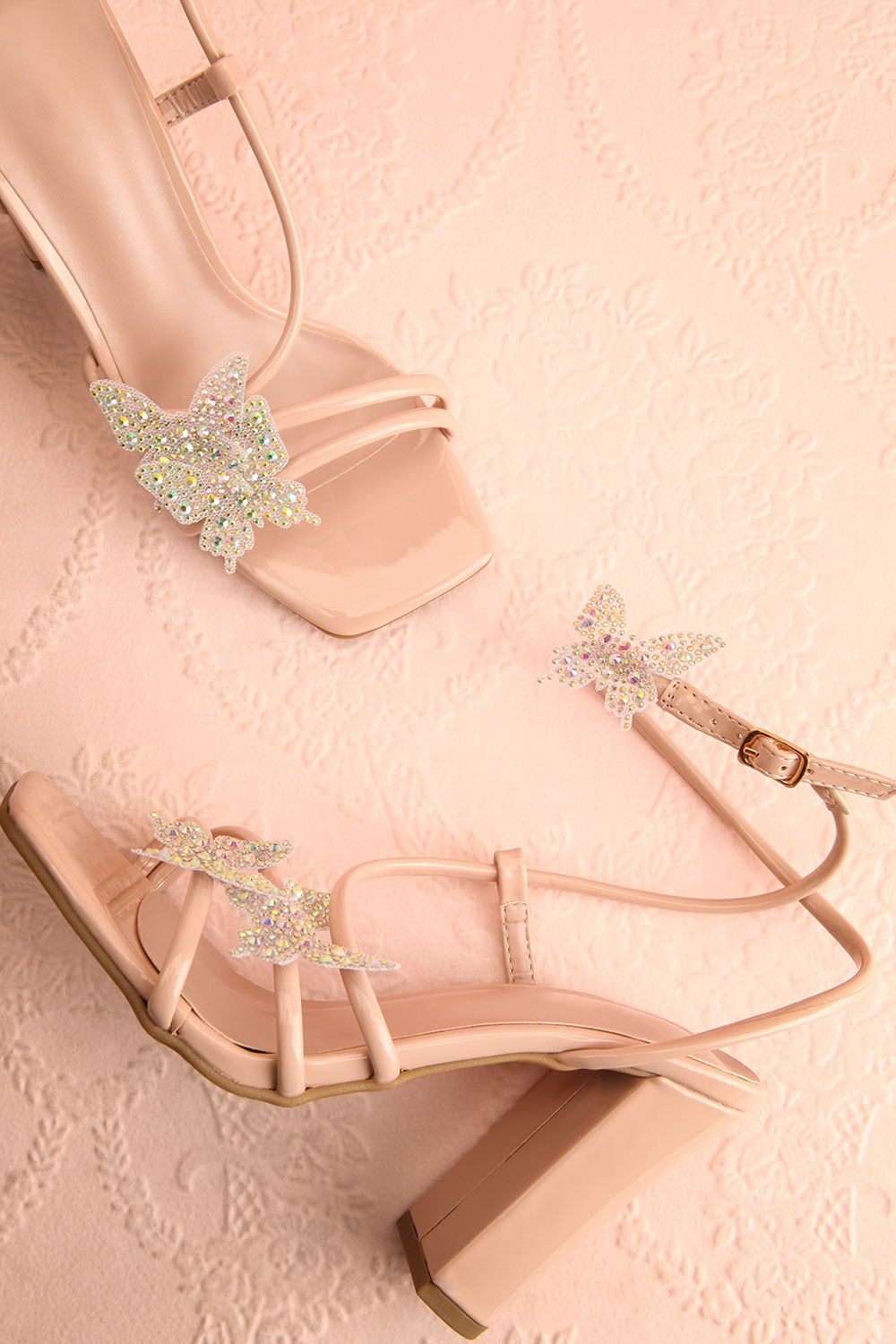 Nabilera Strappy Heel Sandals w/ Butterflies | La petite garçonne flat view