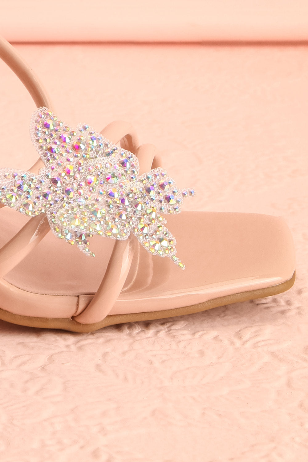 Nabilera Strappy Heel Sandals w/ Butterflies | La petite garçonne side front close-up