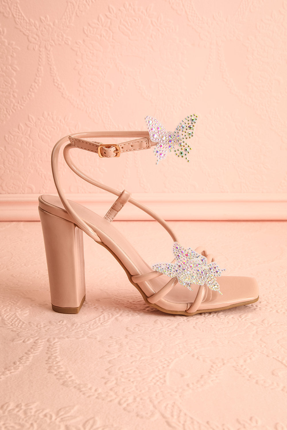 Nabilera Strappy Heel Sandals w/ Butterflies | La petite garçonne side view