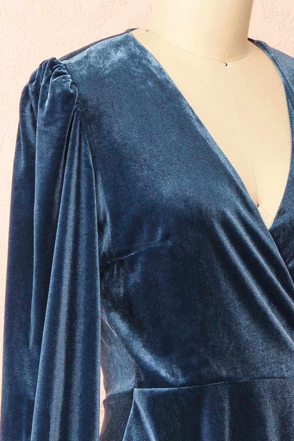 Nabintou Blue Velvet Wrap Dress | Boutique 1861 side