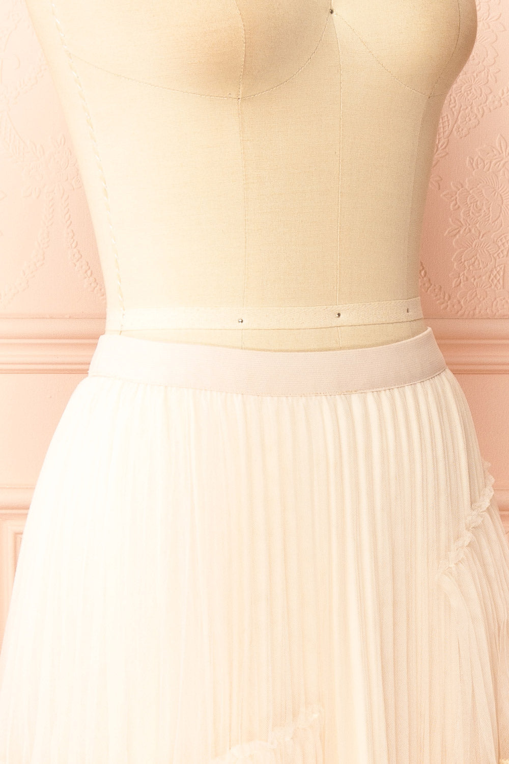 Nadege Pink Maxi Skirt with Lace Trim Detail | Boutique 1861 side