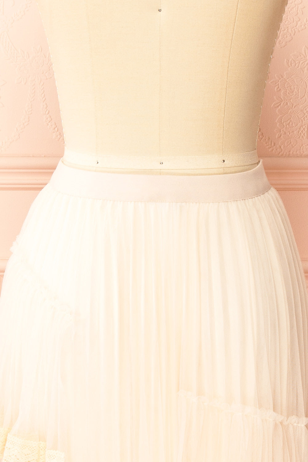 Nadege Pink Maxi Skirt with Lace Trim Detail | Boutique 1861 back