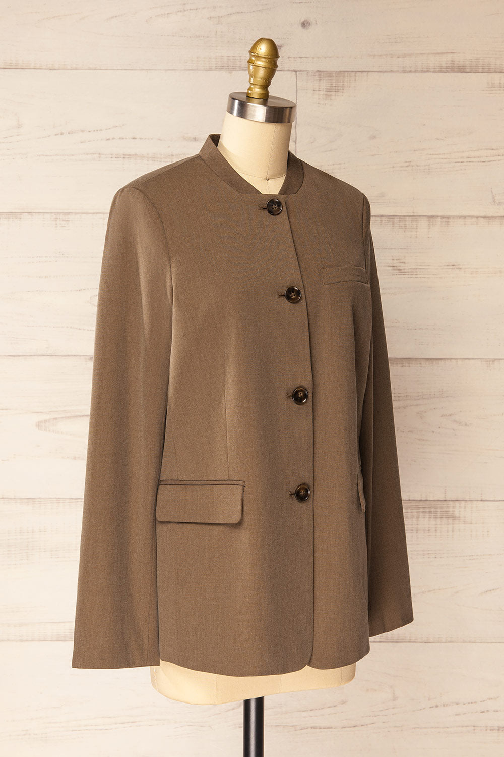 Nador Brown Button-Up Blazer | La petite garçonne side view