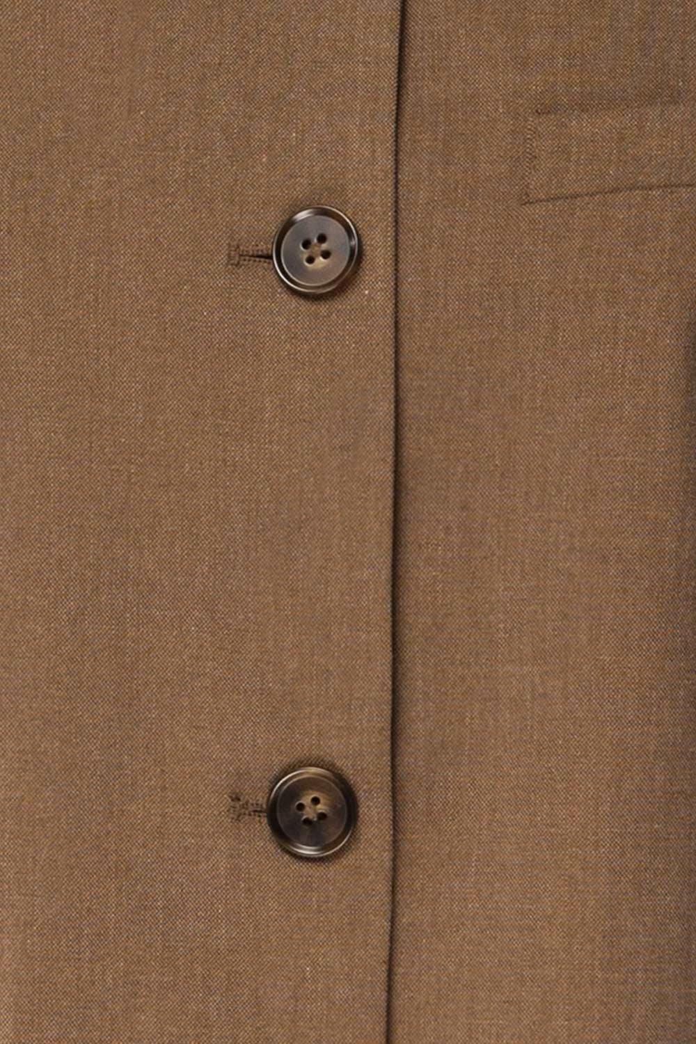 Nador Brown Button-Up Blazer | La petite garçonne fabric 