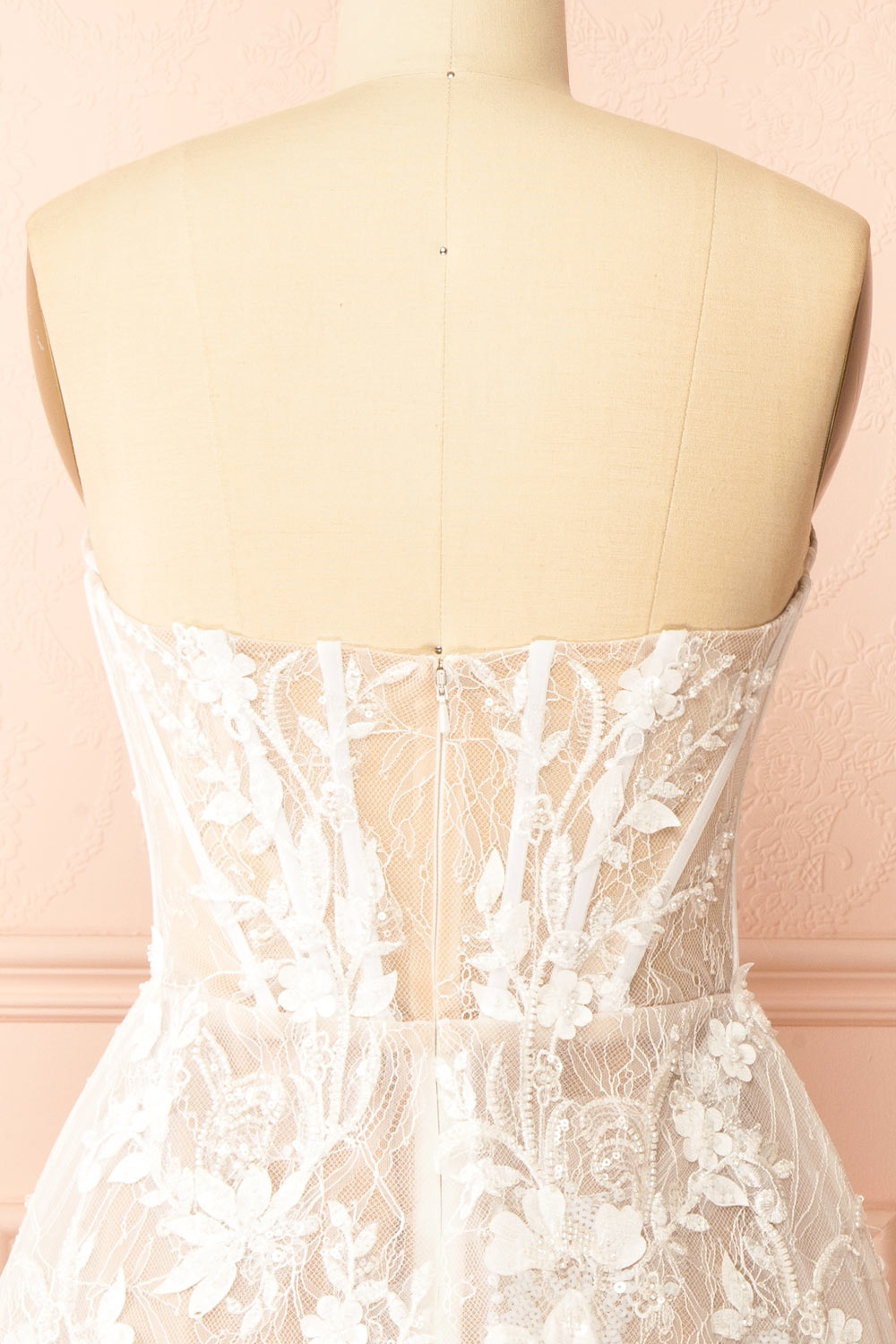 Nalah White Short Corset Dress with Appliqués | Boudoir 1861 back