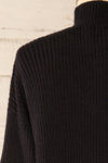 Nalchik Black Long Ribbed Sweater w/ Slit | La petite garçonne back close-up