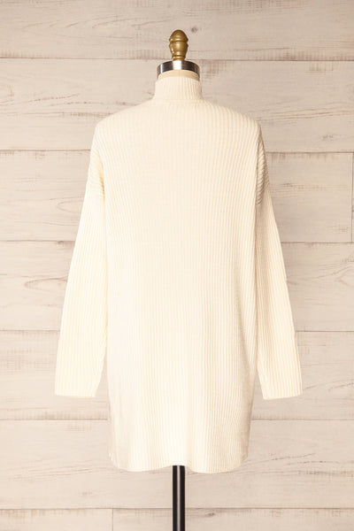 Nalchik Ivory Long Ribbed Sweater w/ Slit | La petite garçonne back view