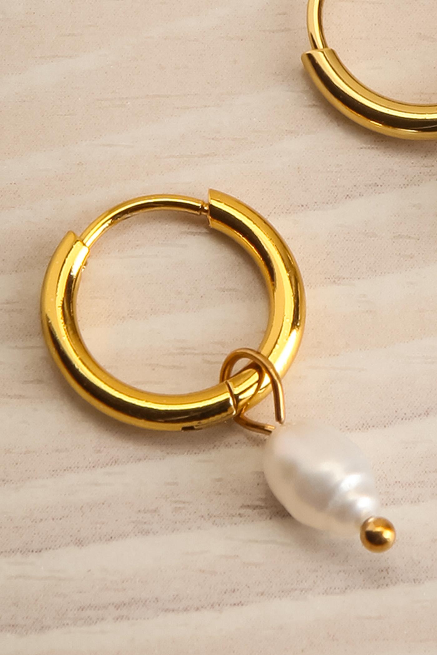 Nalin Pearl Charm Hoop Earrings | La petite garçonne close-up