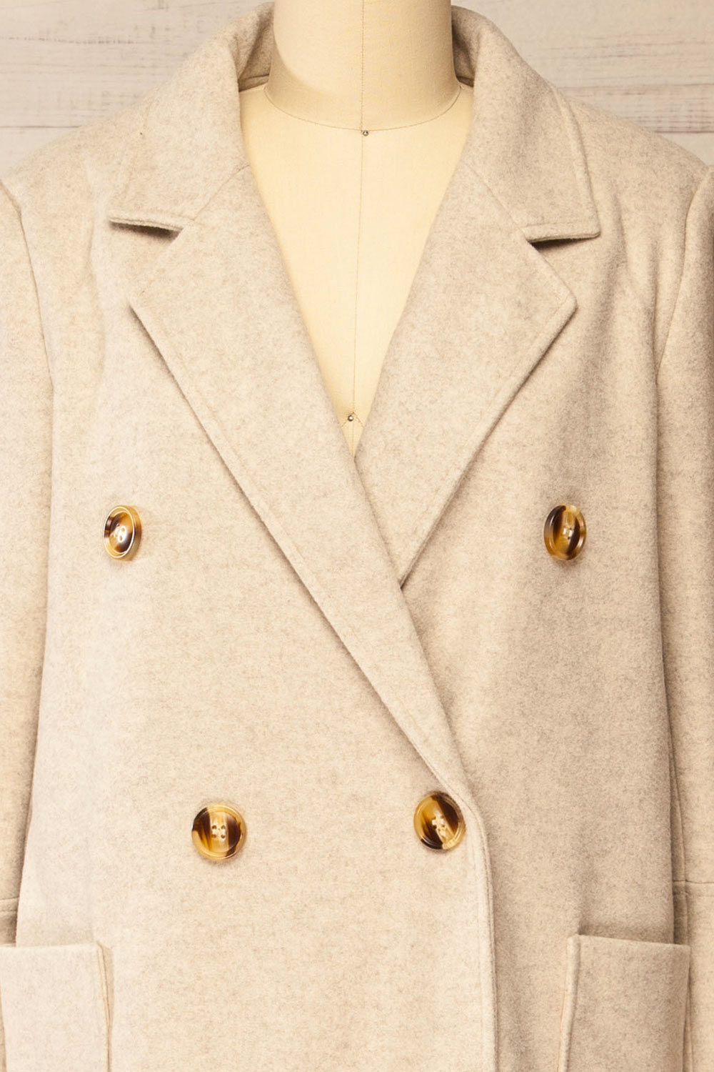 Namur Beige Double-Breasted Felt Coat | La petite garçonne front