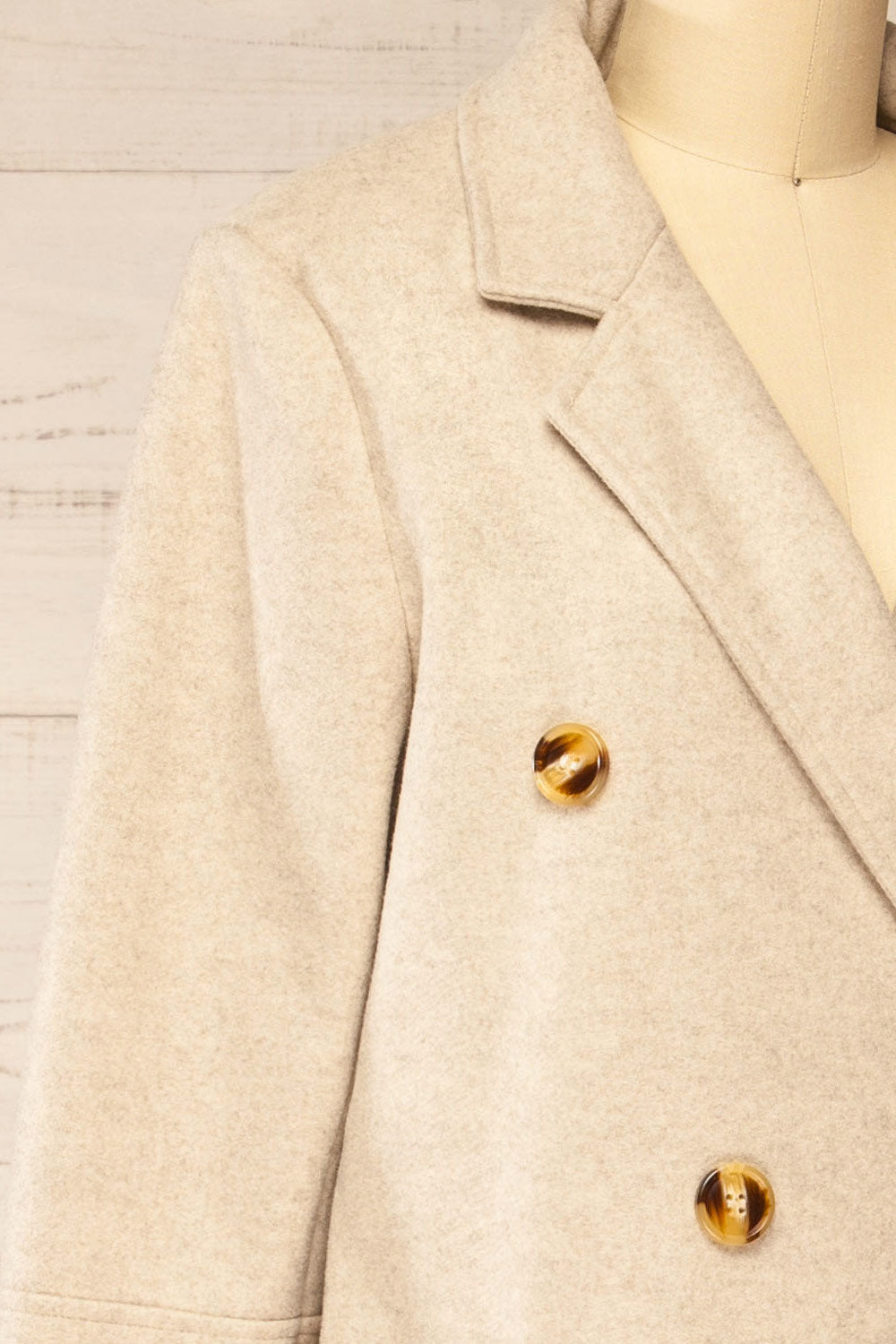 Namur Beige Double-Breasted Felt Coat | La petite garçonne  side