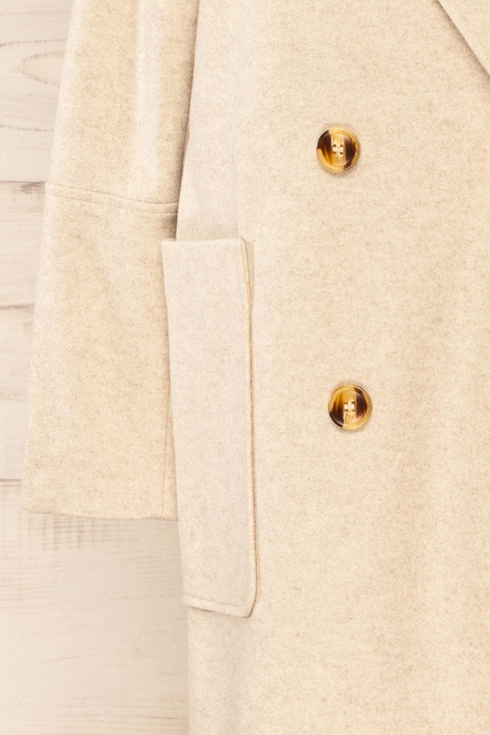 Namur Beige Double-Breasted Felt Coat | La petite garçonne sleeve