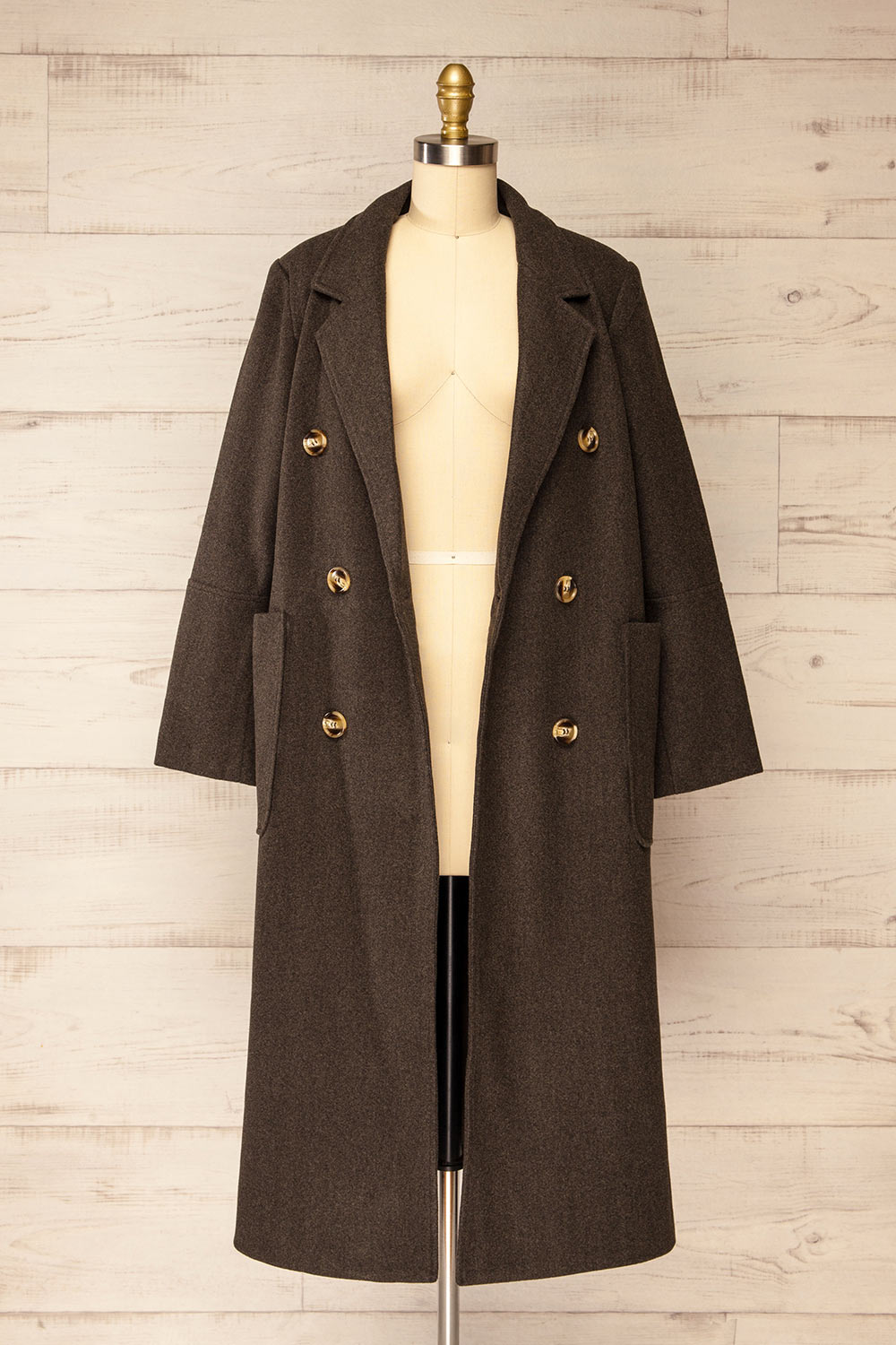 Namur Charcoal Double-Breasted Coat | La petite garçonne open