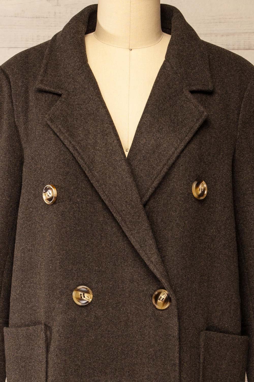 Namur Charcoal Double-Breasted Coat | La petite garçonne  view