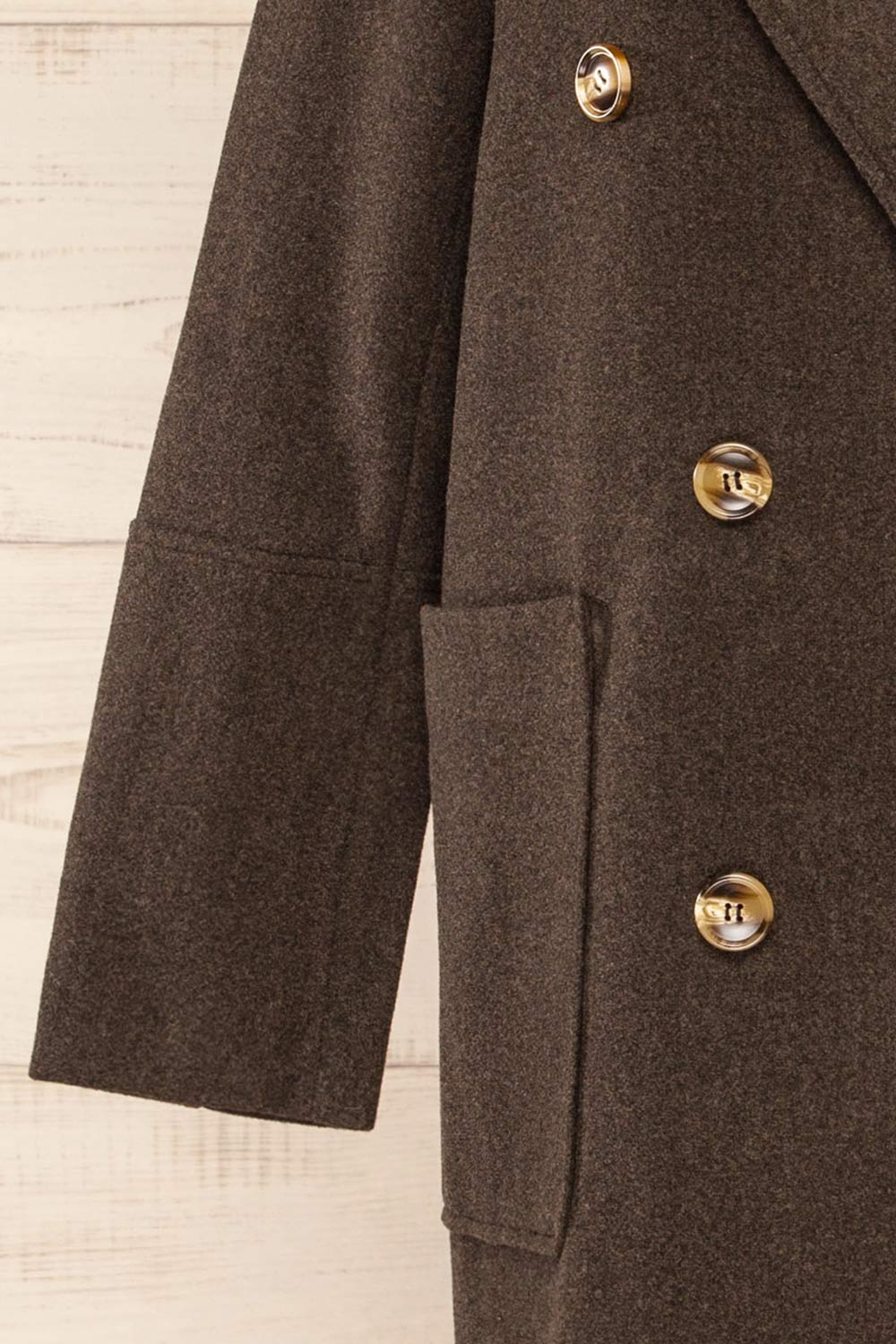 Namur Charcoal Double-Breasted Coat | La petite garçonne sleeve