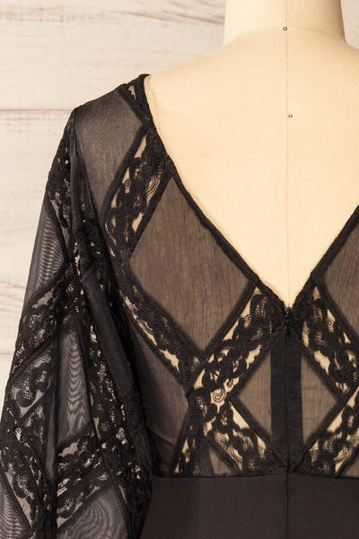 Nanterre Short Black Dress w/ Lace Sleeves | La petite garçonne back close-up