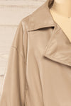 Nantes Taupe Faux Leather Jacket | La petite garçonne side close-up
