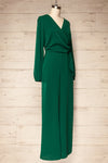 Nantwich Green Silky Long-Sleeved Jumpsuit | La petite garçonne side view