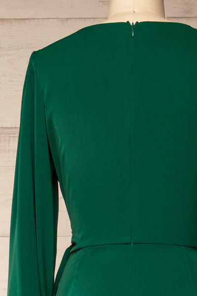 Nantwich Green Silky Long-Sleeved Jumpsuit | La petite garçonne back
