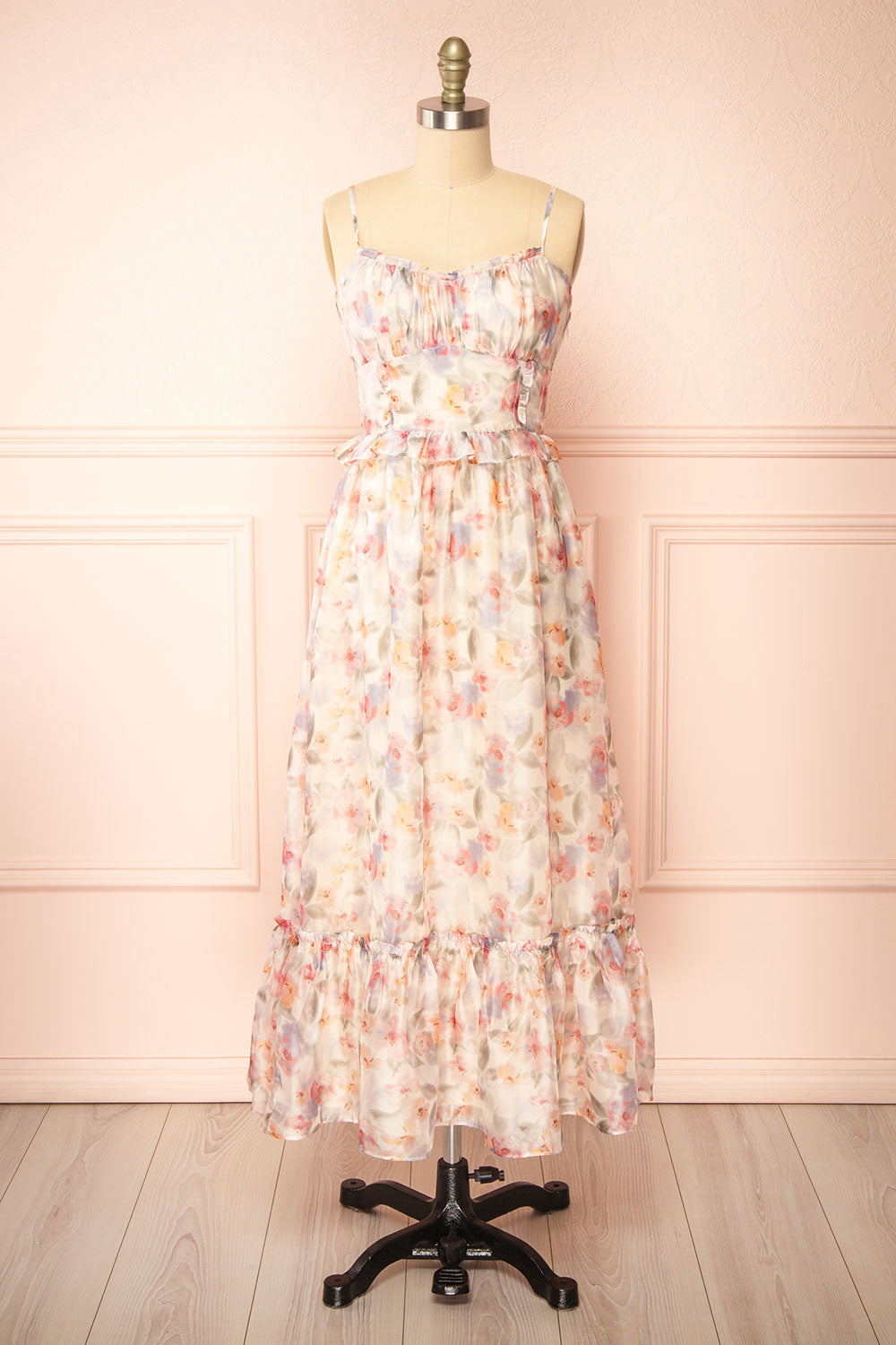 Naora Floral Dress with Lace Up Back | Boutique 1861 front view