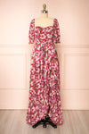 Nardai Burgundy Empire Waist Floral Maxi Dress | Boutique 1861 front view