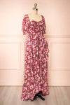 Nardai Burgundy Empire Waist Floral Maxi Dress | Boutique 1861 side view
