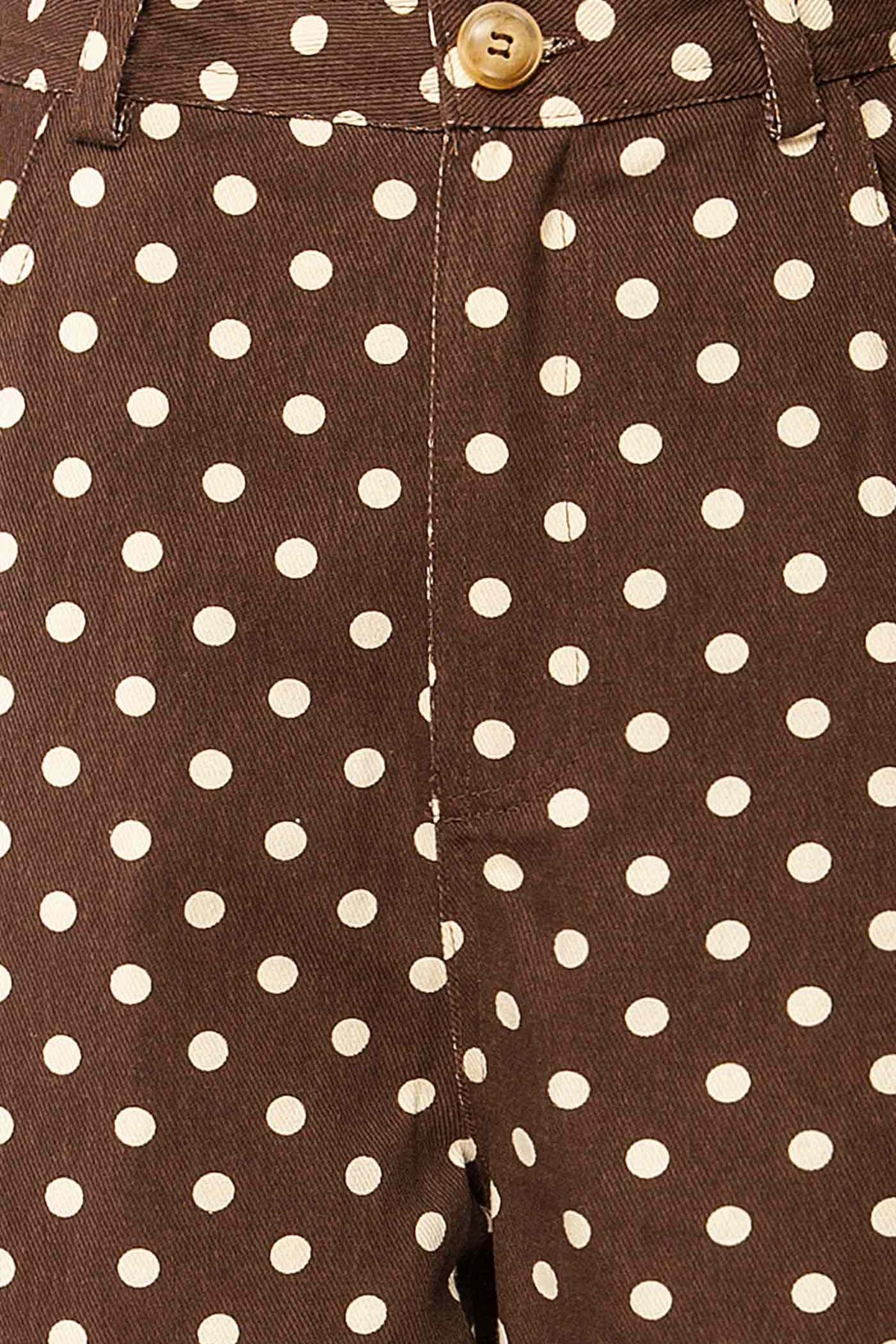 fabric view of Narrawong Brown Polka Dot Wide-Leg Barrel Pants at La petite garçonne
