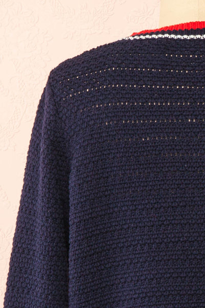 Narvella Navy Knit Cardigan w/ Golden Buttons | Boutique 1861 back