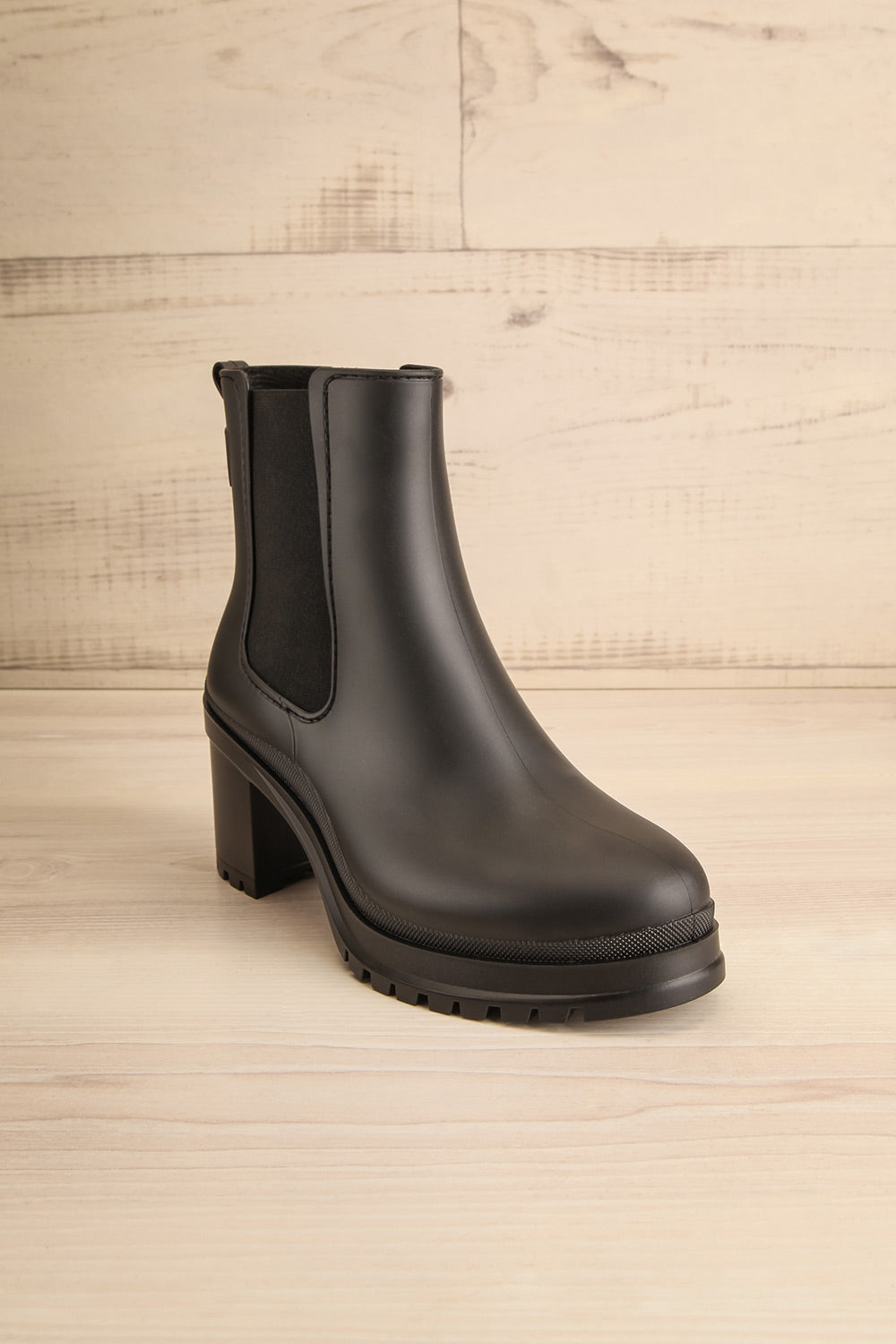 Nashae Black Heeled Ankle Boots | La petite garçonne front view