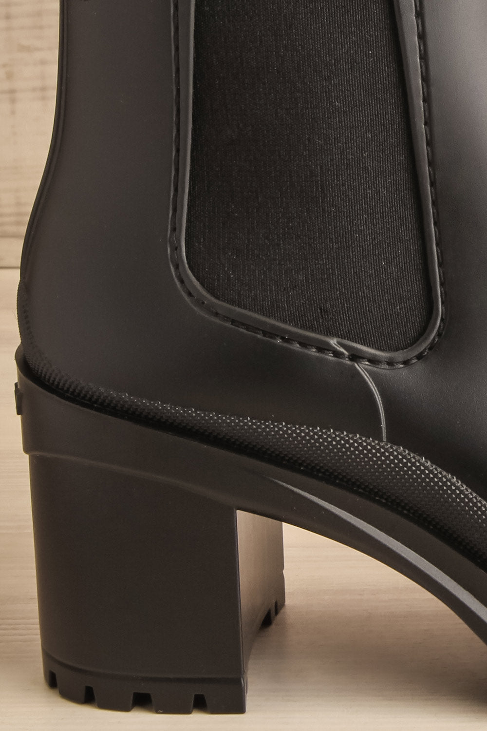 Nashae Black Heeled Ankle Boots | La petite garçonne side close-up