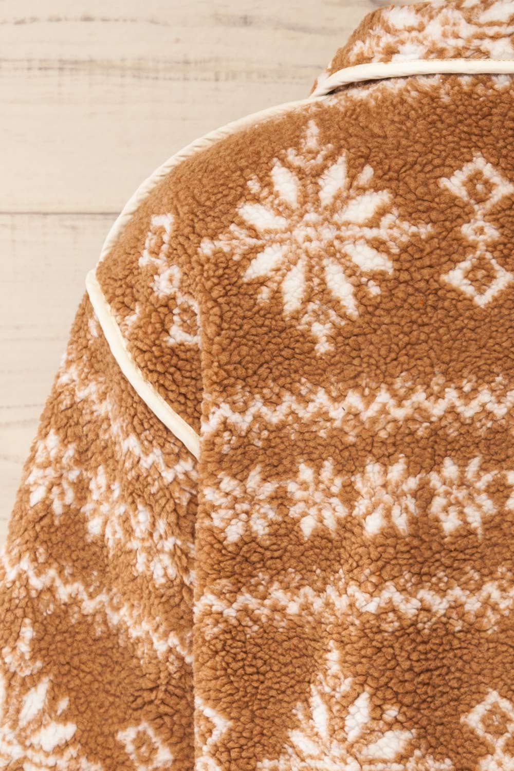 Nashik Brown Sherpa Jacket with Winter Motifs | La petite garçonne back
