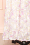 Natacha Long Lilac Floral Dress w/ Ruffled Straps | Boutique 1861 bottom