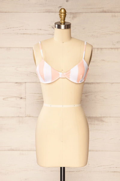 Naucalpan Stripes Pink Bikini Top | La petite garçonne  front view