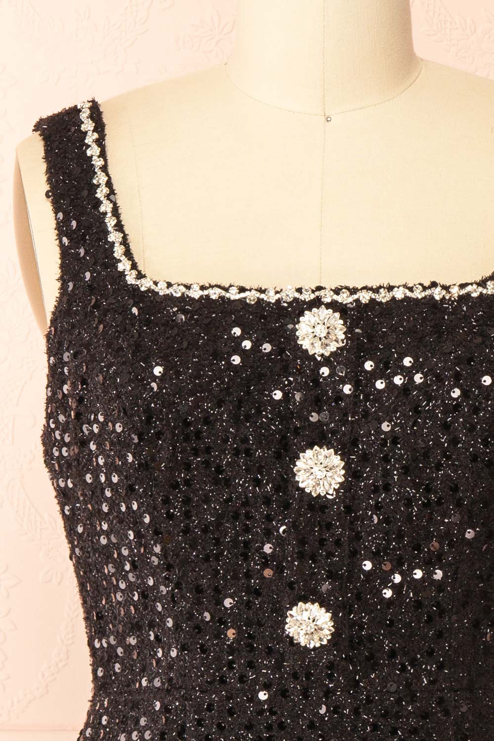Nawal Short Black Dress with Sequins | Boutique 1861 front