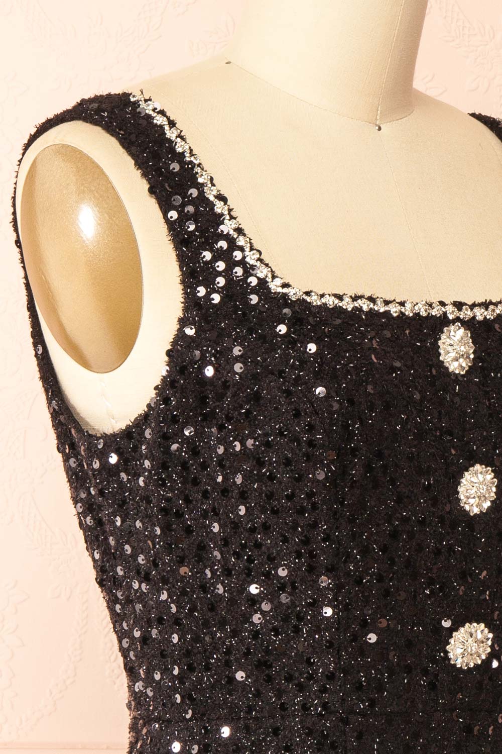 Nawal Short Black Dress with Sequins | Boutique 1861 side